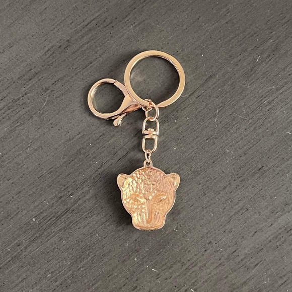 Jaguar Allover Clear Green Eye Rhinestone 3.5" Bag Purse Charm Keychain Panther - Picture 3 of 3